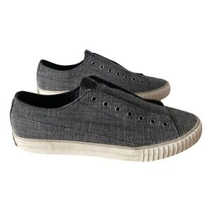 John Varvatos Gray and White Sneakers with Slip-On Design